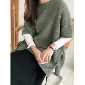 Casual Loose Split-Side Round-Neck Sweater Tops