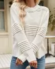 Hollow Solid Color Long Sleeves Loose Round-Neck Sweater Tops Pullovers Knitwear