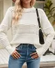 Hollow Solid Color Long Sleeves Loose Round-Neck Sweater Tops Pullovers Knitwear