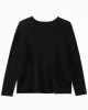 Artistic Retro Loose Long Sleeves Jacquard Solid Color Round-Neck Sweater Tops