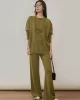 Urban Loose Solid Round-Neck Vest Top& V-Neck Sweater Tops& Wide Leg Pants Three-Piece Set