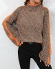 Casual Long Sleeves Loose Contrast Color Half Turtleneck Sweater Tops