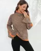 Casual Long Sleeves Loose Contrast Color Half Turtleneck Sweater Tops