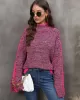 Casual Long Sleeves Loose Contrast Color Half Turtleneck Sweater Tops