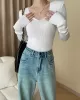 Solid Color Long Sleeves Skinny V-Neck Sweater Pullovers Knitwear