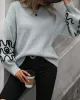 Hollow Long Sleeves Loose Round-Neck Sweater Tops Pullovers Knitwear