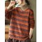 Artistic Retro Loose Long Sleeves Jacquard Round-Neck Sweater Tops