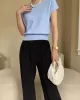 Stylish Loose Solid Color Boat Neck Knitwear Pullovers Tops