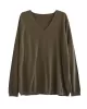 Solid Color Long Sleeves Loose V-Neck Sweater Tops