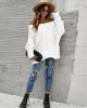 Vintage Long Sleeves Loose Solid Color Off-The-Shoulder Sweater Tops