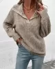 Casual Loose Long Sleeves Solid Color Lapel Collar Sweater Tops