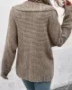 Casual Loose Long Sleeves Solid Color Lapel Collar Sweater Tops