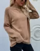 Stylish Long Sleeves Loose Solid Color High-Neck Sweater Tops