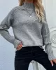 Stylish Long Sleeves Loose Solid Color High-Neck Sweater Tops