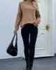 Stylish Long Sleeves Loose Solid Color High-Neck Sweater Tops