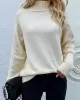 Stylish Long Sleeves Loose Solid Color High-Neck Sweater Tops