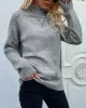 Stylish Long Sleeves Loose Solid Color High-Neck Sweater Tops