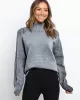 Stylish Long Sleeves Loose Solid Color High-Neck Sweater Tops