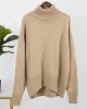 Casual Long Sleeves Loose Solid Color High-Neck Sweater Tops