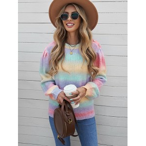 Casual Loose Patchwork Round-Neck Sweater Top