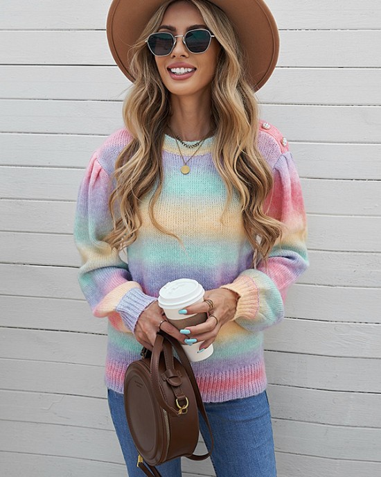 Casual Loose Patchwork Round-Neck Sweater Top