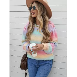 Casual Loose Patchwork Round-Neck Sweater Top