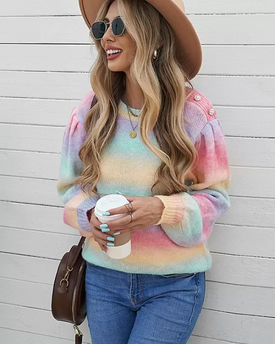 Casual Loose Patchwork Round-Neck Sweater Top