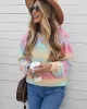 Casual Loose Patchwork Round-Neck Sweater Top