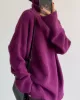 Casual Long Sleeves Loose Solid Color High-Neck Sweater Tops