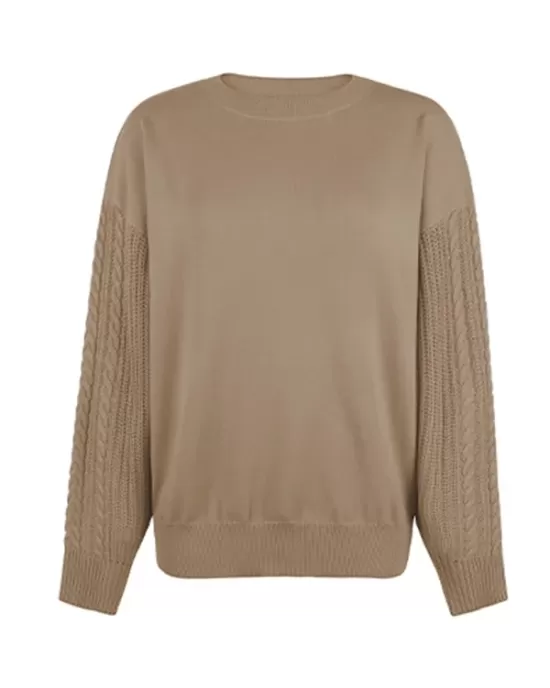 Knitted Twist Long Sleeves Solid Color Round-Neck Sweater Tops