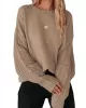 Knitted Twist Long Sleeves Solid Color Round-Neck Sweater Tops