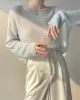 Gentle Mohair Knitted Loose Long Sleeves Solid Color Thin Sweater Tops