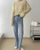 Gentle Mohair Knitted Loose Long Sleeves Solid Color Thin Sweater Tops