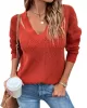 Stylish Loose Solid Color V-Neck Sweater Tops