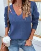 Stylish Loose Solid Color V-Neck Sweater Tops