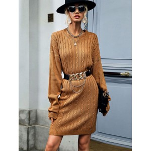 Casual Loose Solid Color Sweater Dress