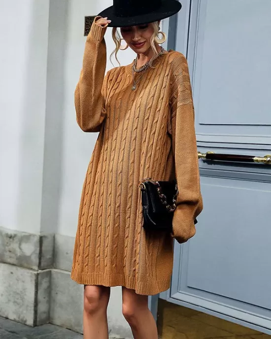 Casual Loose Solid Color Sweater Dress