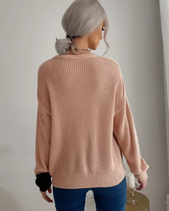 Casual Loose Patchwork Sweater Top