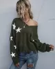 Casual Loose Patchwork V-Neck Sweater Top