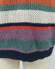 Original Long Sleeves Loose Contrast Color Striped Round-Neck Sweater Tops