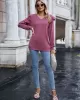 Casual Loose Solid Color V-Neck Shirts Top