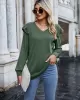 Casual Loose Solid Color V-Neck Shirts Top