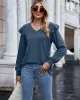 Casual Loose Solid Color V-Neck Shirts Top