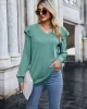 Casual Loose Solid Color V-Neck Shirts Top