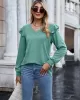 Casual Loose Solid Color V-Neck Shirts Top