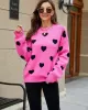 Casual Puff Sleeves Loose Heart Shape Sweater Top