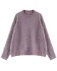 Simple Loose Long Sleeves Round-Neck Sweater Tops Pullovers