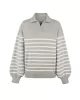 Casual Long Sleeves Loose Striped Lapel Collar Sweater Tops