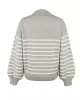 Casual Long Sleeves Loose Striped Lapel Collar Sweater Tops