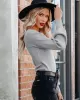 Casual Long Sleeves Solid Color V-Neck Sweater Tops